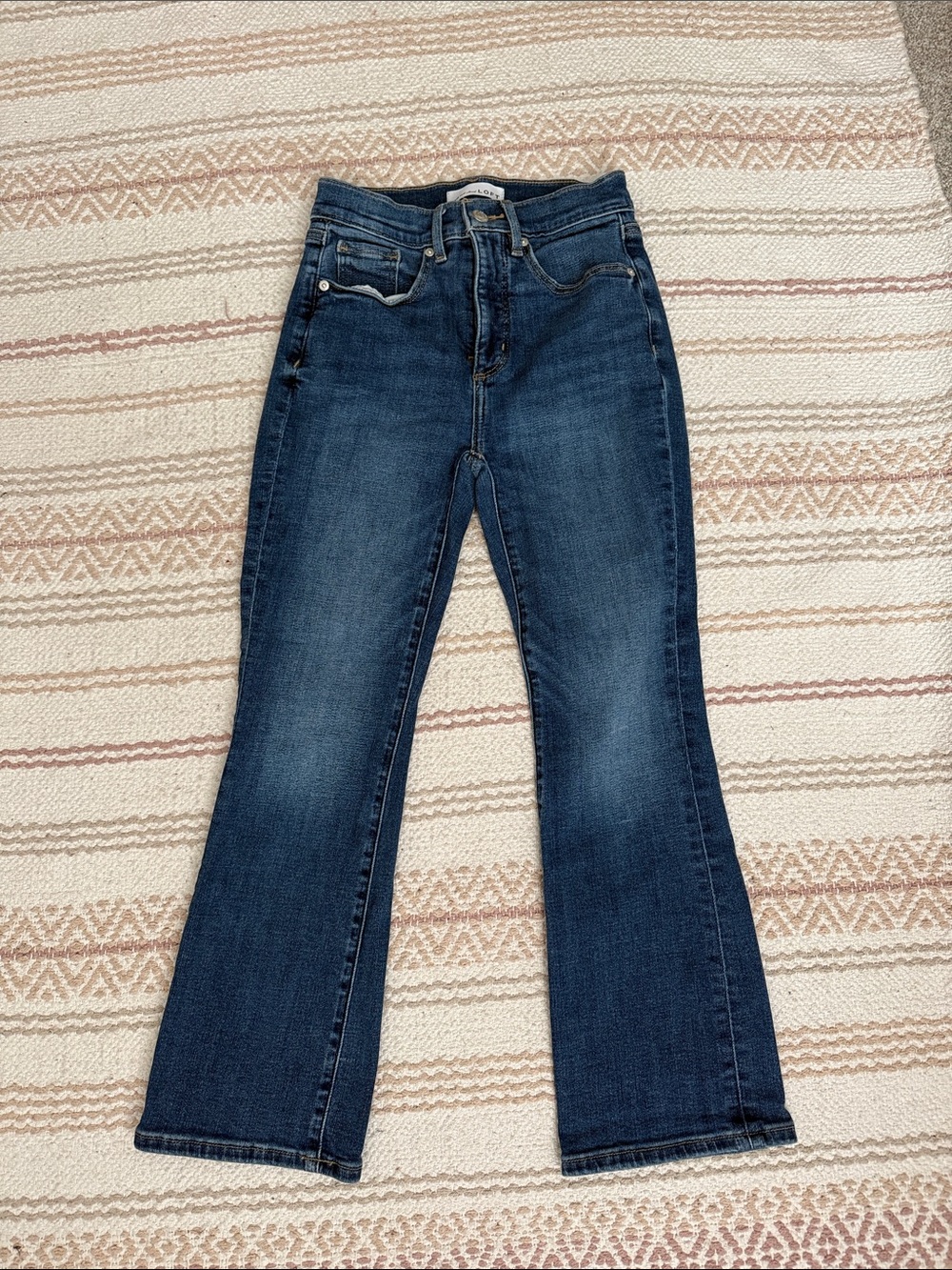 LOFT Kick Cropped Flare Jeans- Dark Blue